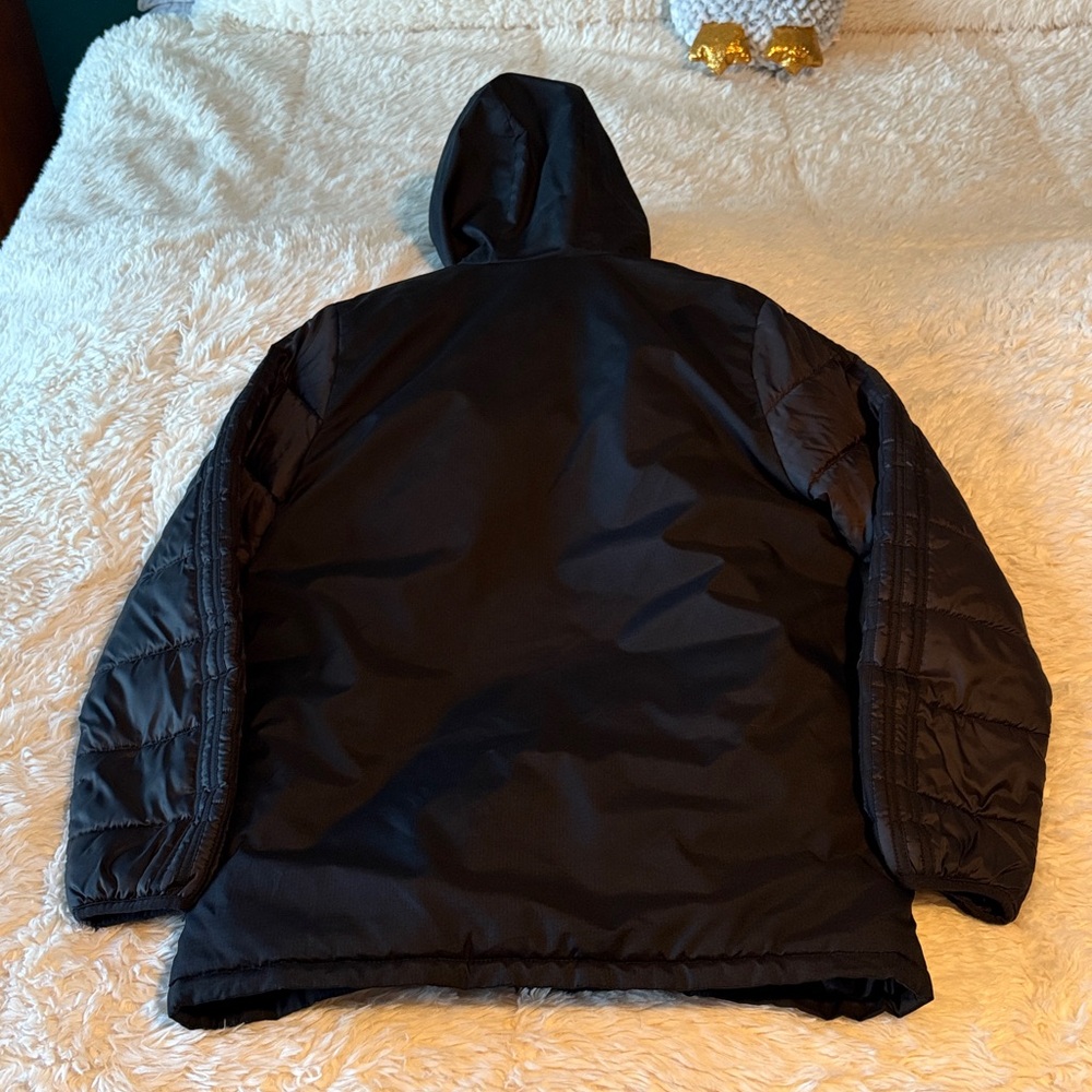 Adidas Black Puffer Jacket with Hood LIKE NEW!! - Picture 2 of 3